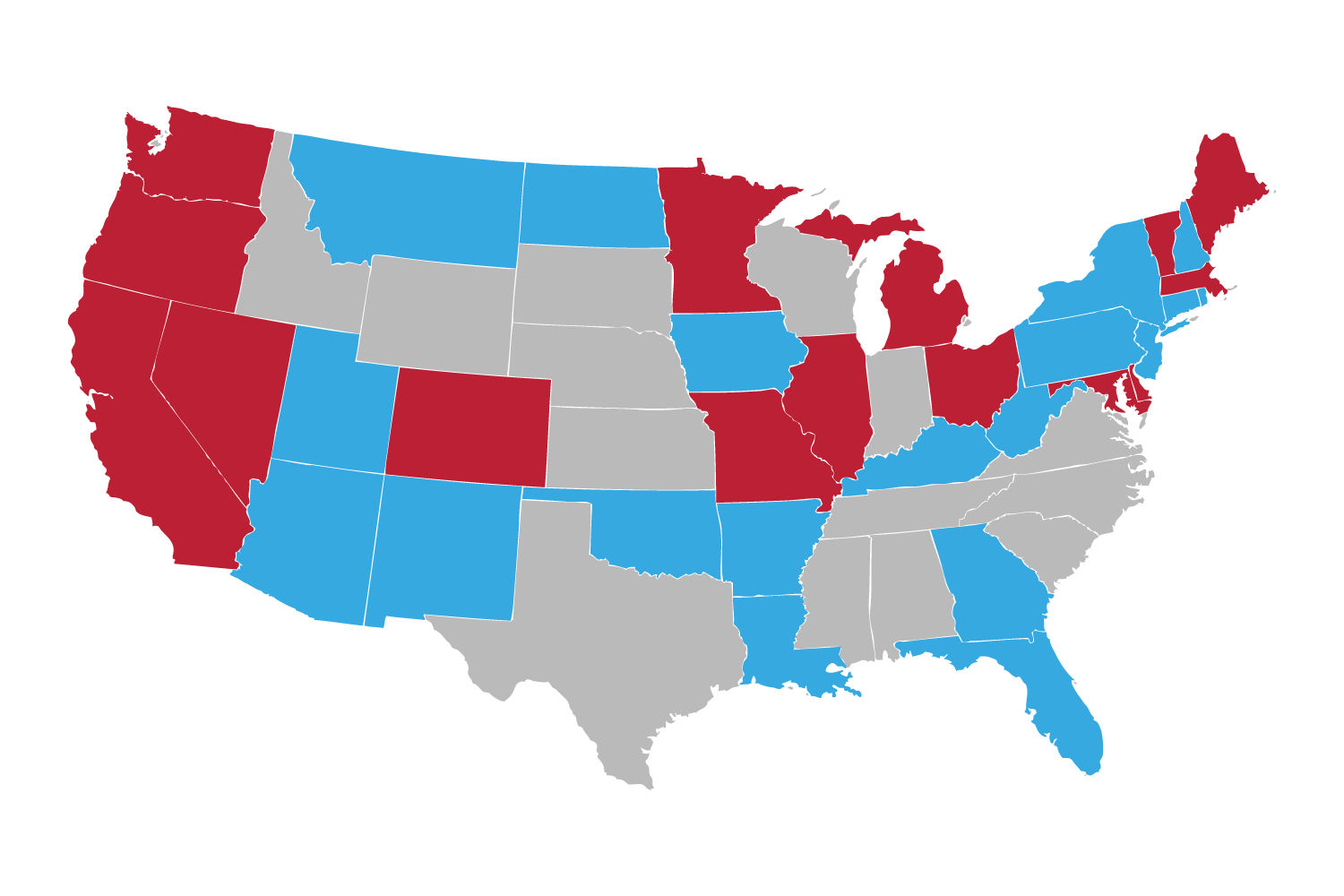 Map of USA Containing Legal States