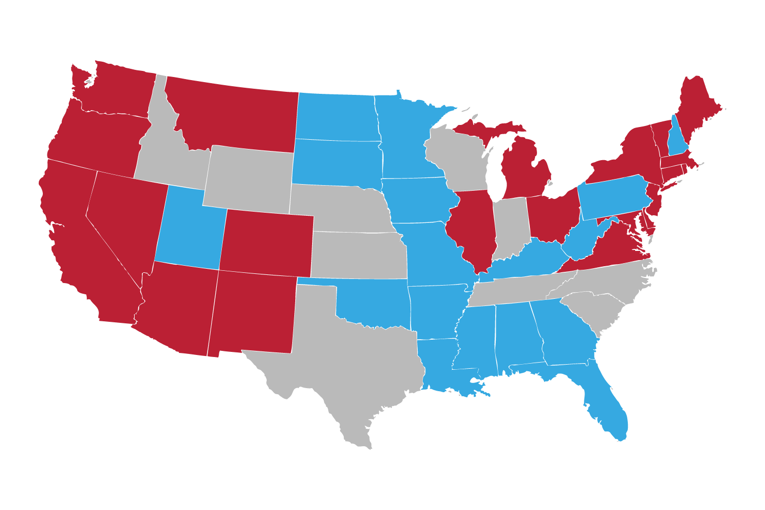 Map of USA Containing Legal States